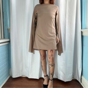 ciel USA nude / tan cape mini slip dress size small